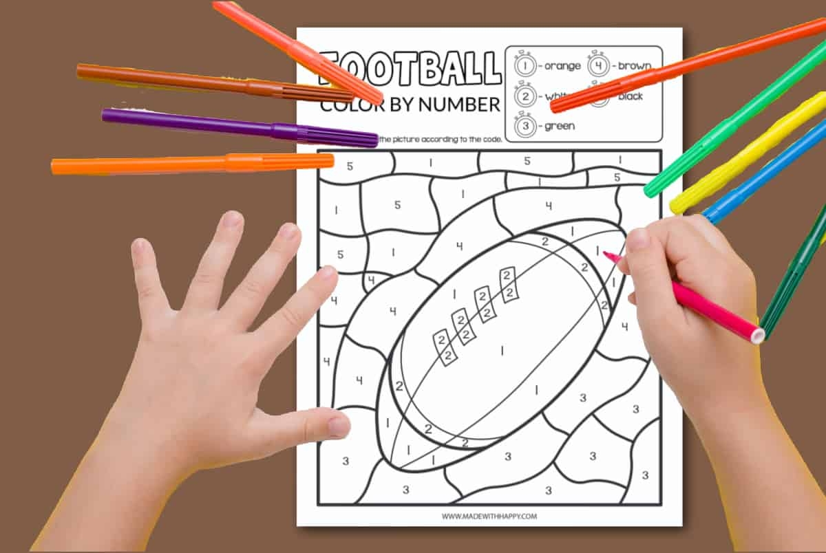 FREE Football Color By Number Printable Made With HAPPY