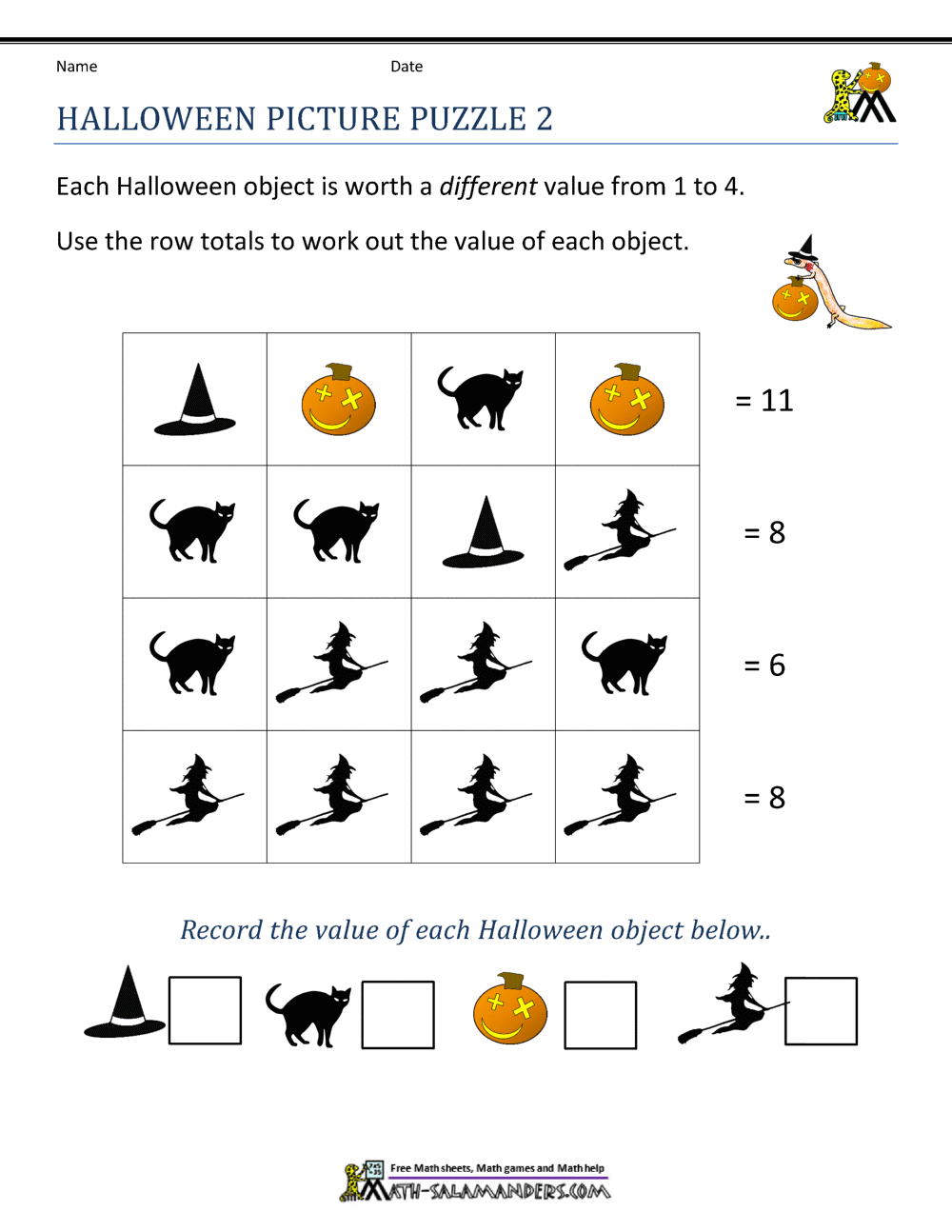 Halloween Color By Number Pages K12 Math Worksheets