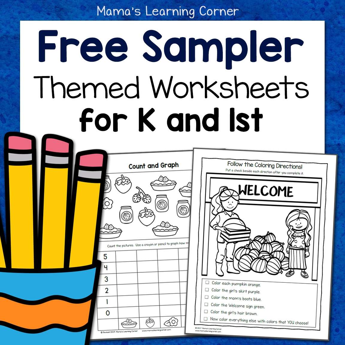 Free Kindergarten And First Grade Worksheet Sampler Packet Mamas Learning Corner Free Kindergarten And First Grade Worksheet Sampler Packet Mamas Learning Corner