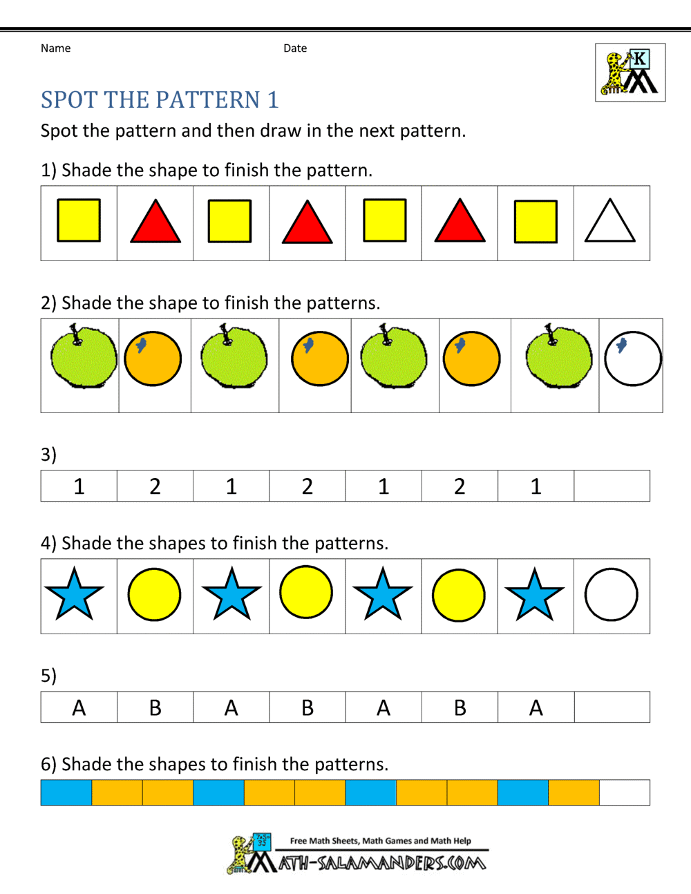 Free Kindergarten Worksheets Spot The Patterns Sequencing Events Activity Worksheet For 1st Grade Free Printable