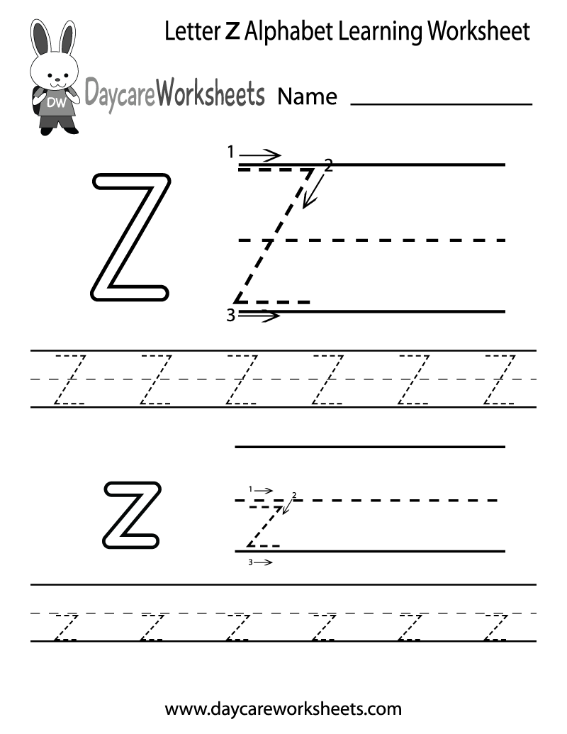 Free Letter Z Alphabet Learning Worksheet For Preschool Free Letter Z Alphabet Learning Worksheet For Preschool