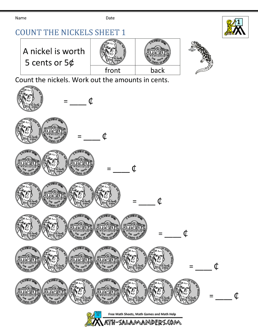 Free Math Money Worksheets 1st Grade Free Math Money Worksheets 1st Grade