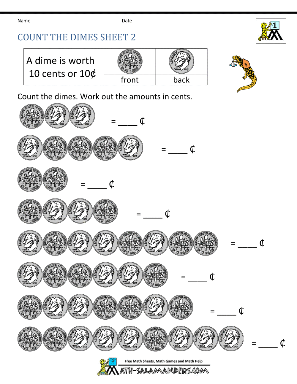 Counting Money Worksheets