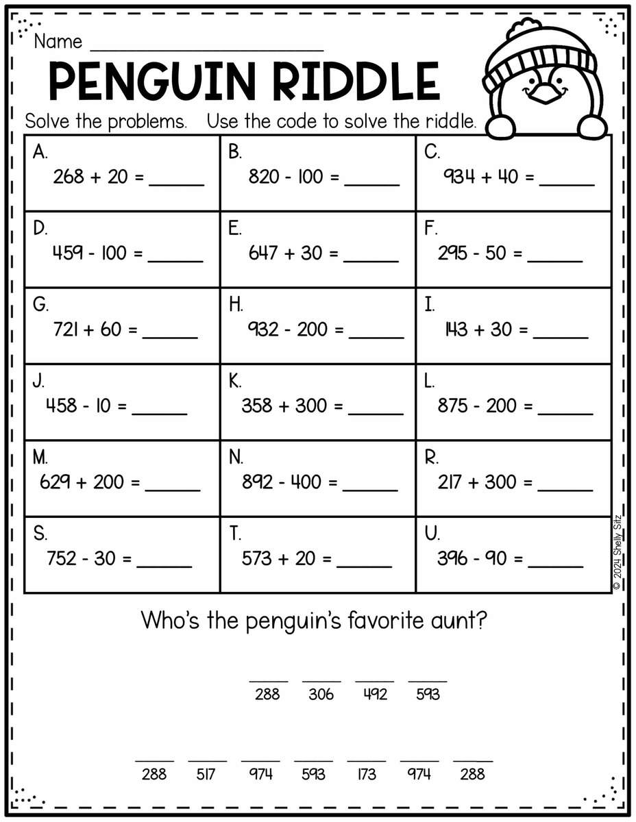 Free Printable Addition Worksheet For Second Grade