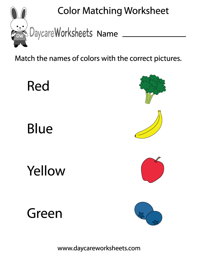 Free Preschool Color Matching Worksheet FREE Printable Color Worksheets For Kids