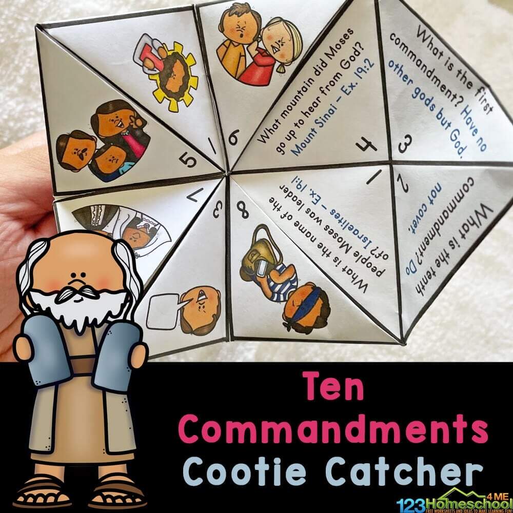 FREE Printable 10 Commandments Cootie Catcher Activity For Kids 10 Commandments Coloring Book Free Printable PDF Pages For Kids