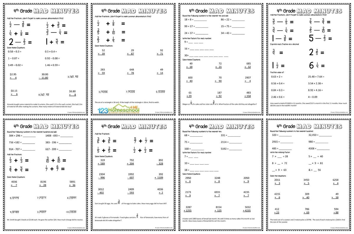 FREE Printable 4th Grade Math Worksheets Pdf Math Worksheets Superstar Worksheets