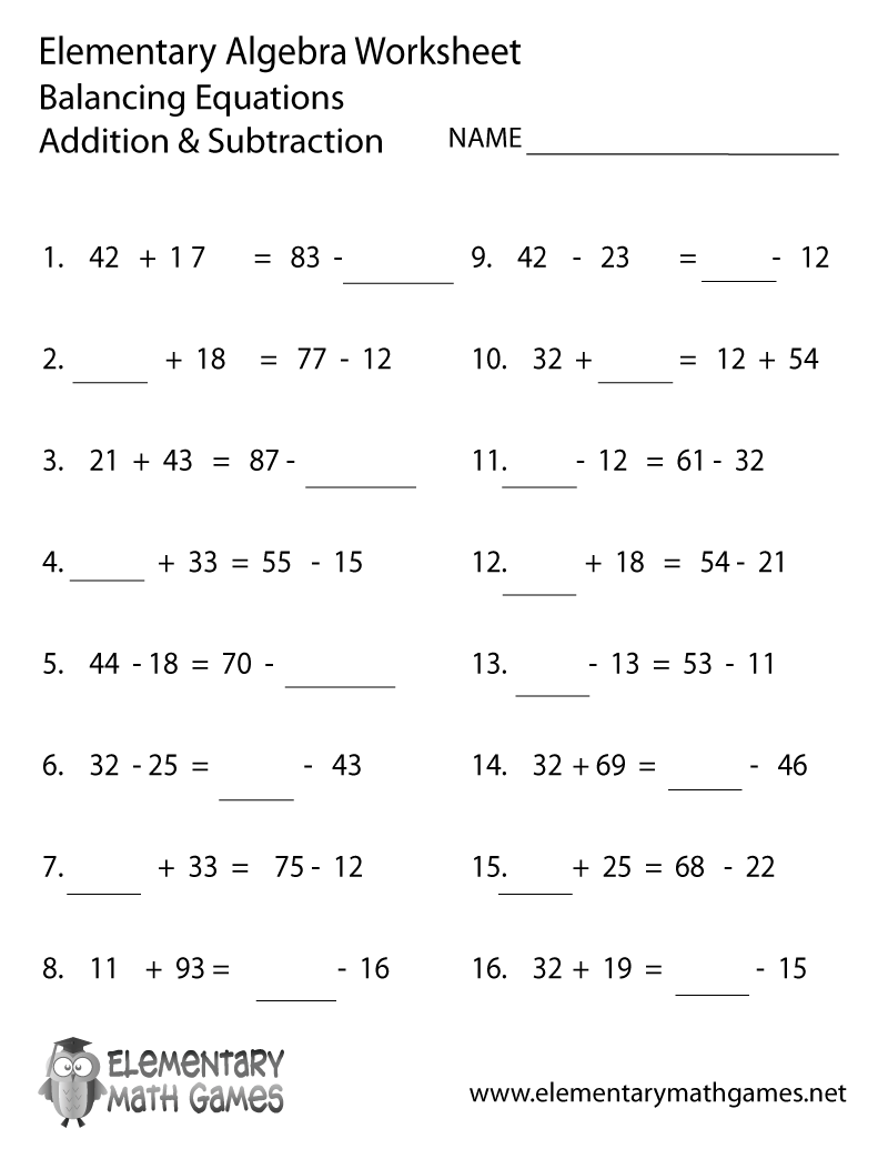 Free Printable Algebra Balancing Equations Worksheet Free Worksheets For Linear Equations Grades 6 9 Pre Algebra Algebra 1