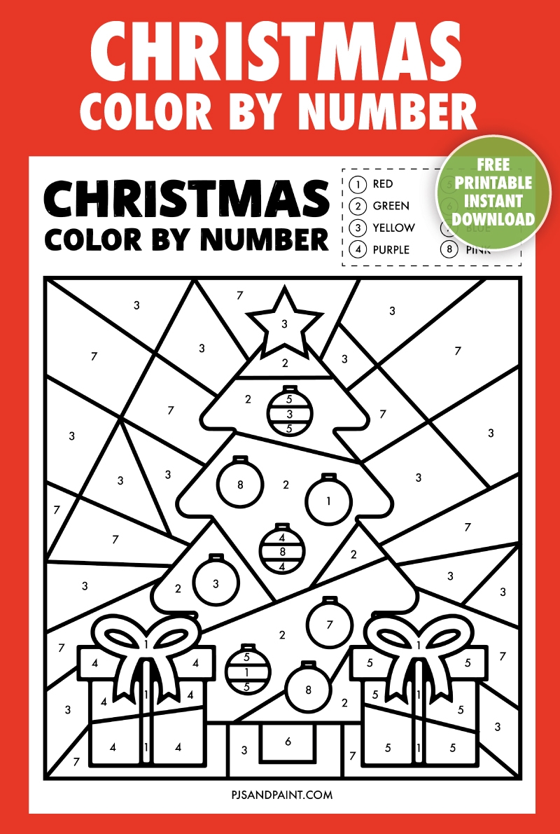 Free Printable Christmas Color By Number Worksheet Pjs And Paint Winter Following Directions Activity Your Therapy Source