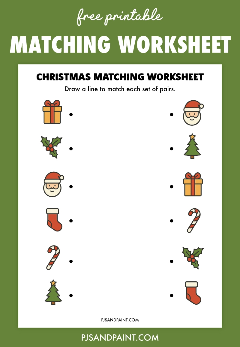 Free Printable Christmas Matching Worksheet Pjs And Paint