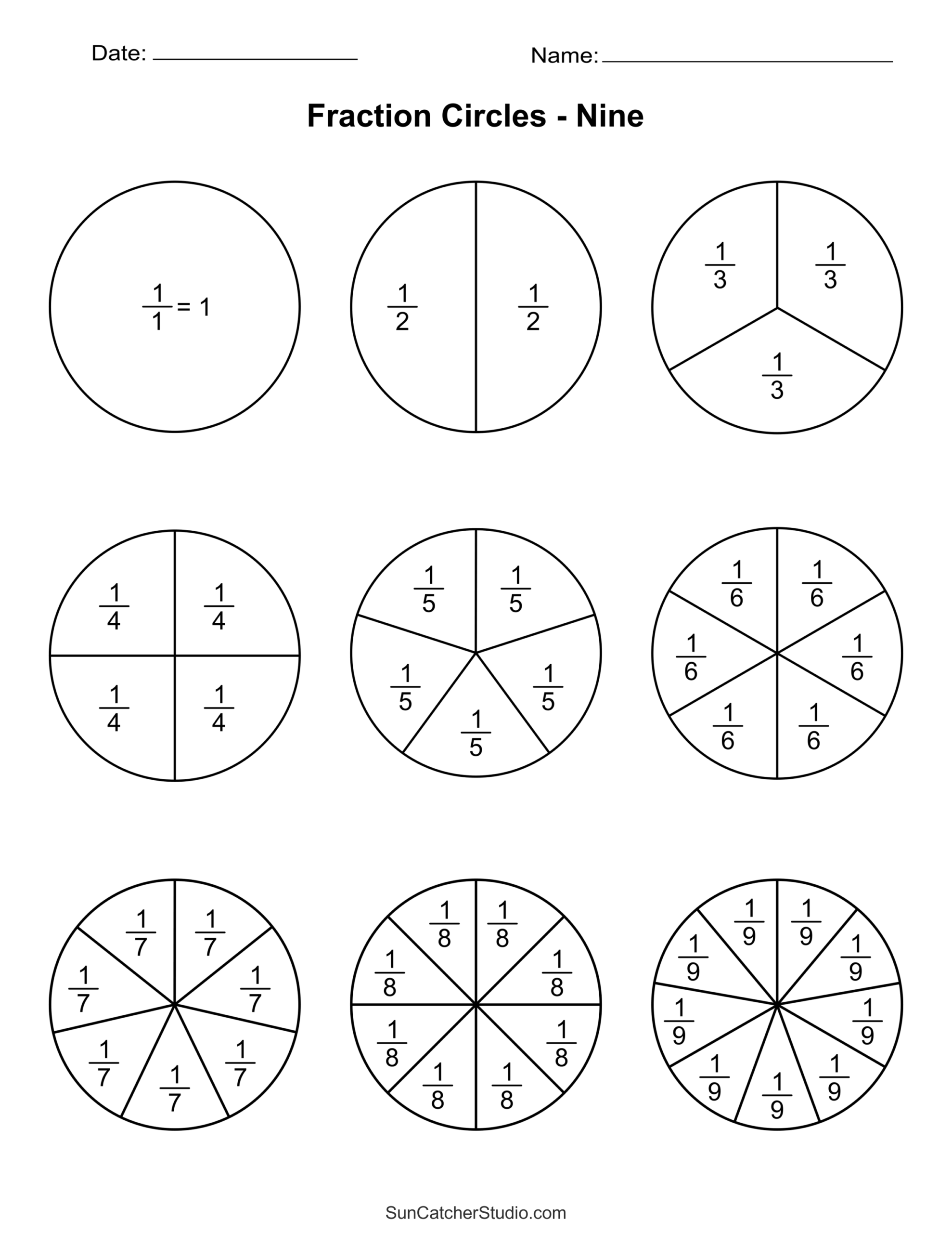 Free Printable Fraction Circles Templates And Worksheets Free Printables Lettering SVG Files Tools Apps