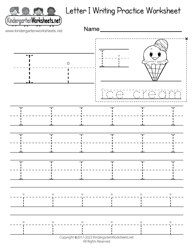 Free Printable Letter I Writing Practice Worksheet Free Printable Letter I Alphabet Learning Worksheet For Preschool