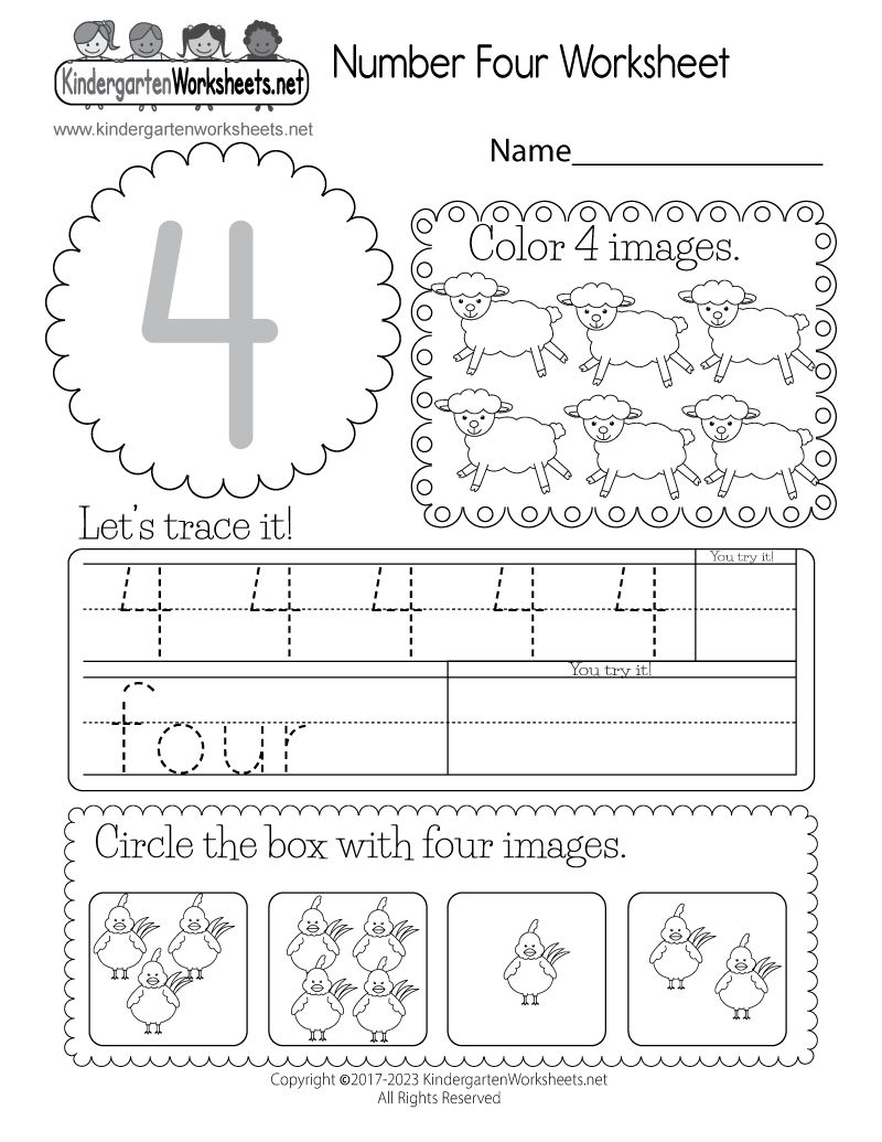 Free Printable Number Four Worksheet Free Preschool Number Four Learning Worksheet