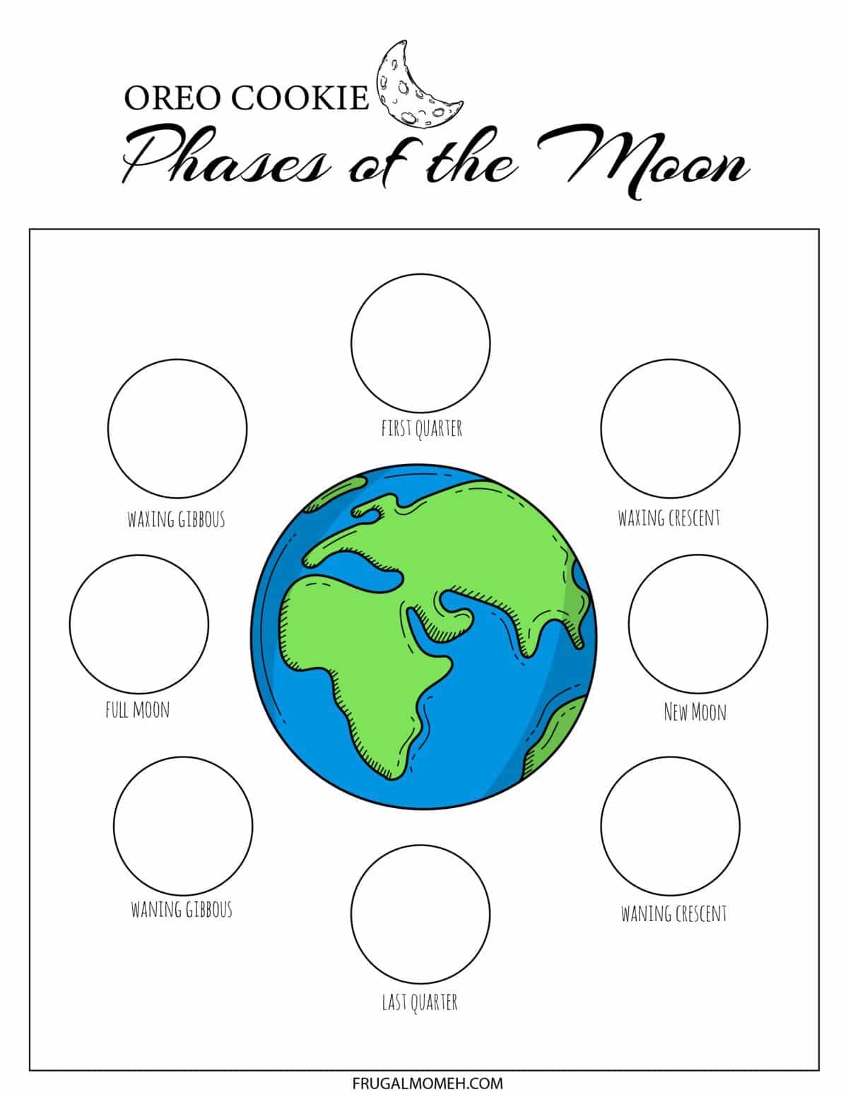 Free Printable Phases Of The Moon Worksheets Frugal Mom Eh Moon Phases Free Worksheet SKOOLGO