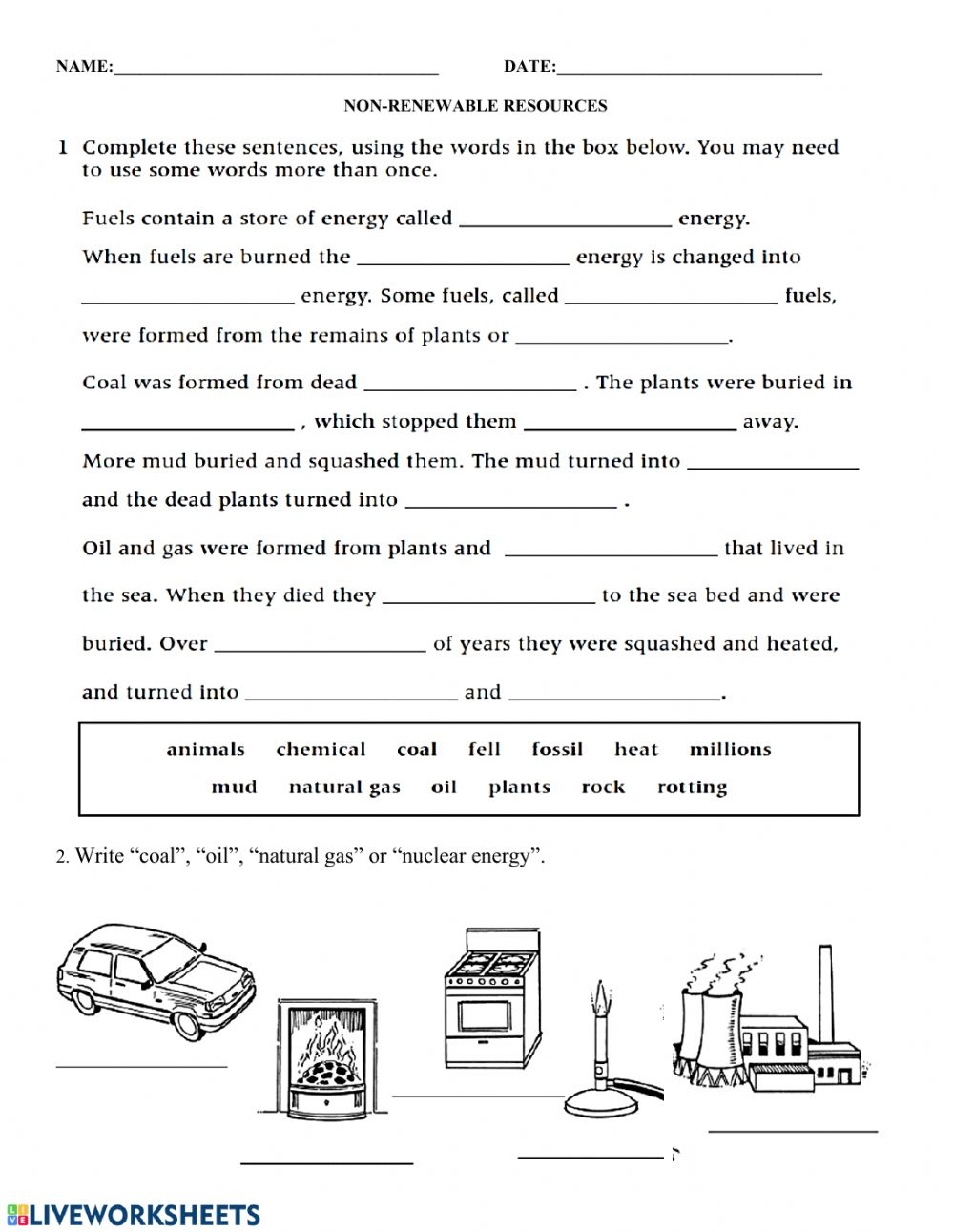 Free Printable Renewable And Nonrenewable Resources Worksheet Worksheets Library