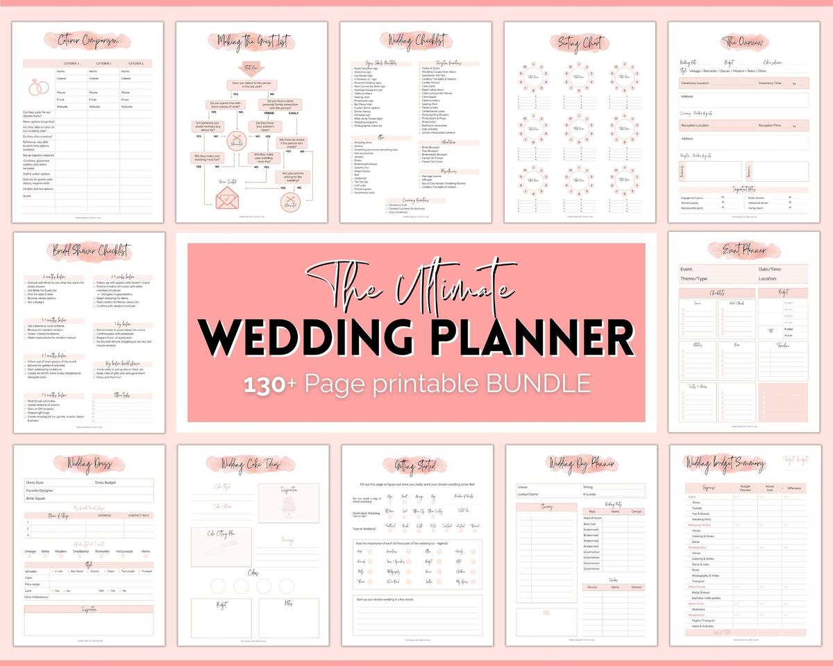 Free Printable Wedding Planner Printable Party Favors Customize 178 Wedding Checklists Templates Online Canva