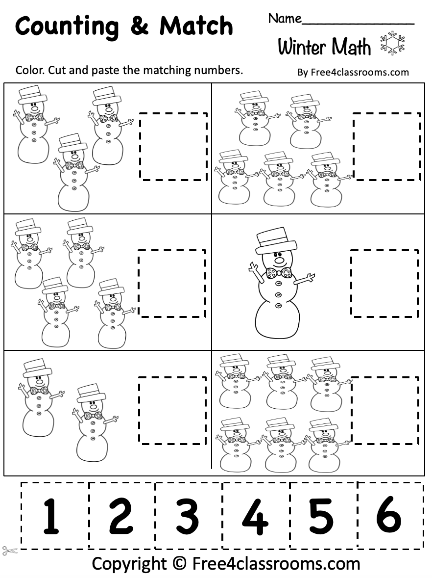 Free Preschool Winter Worksheet
