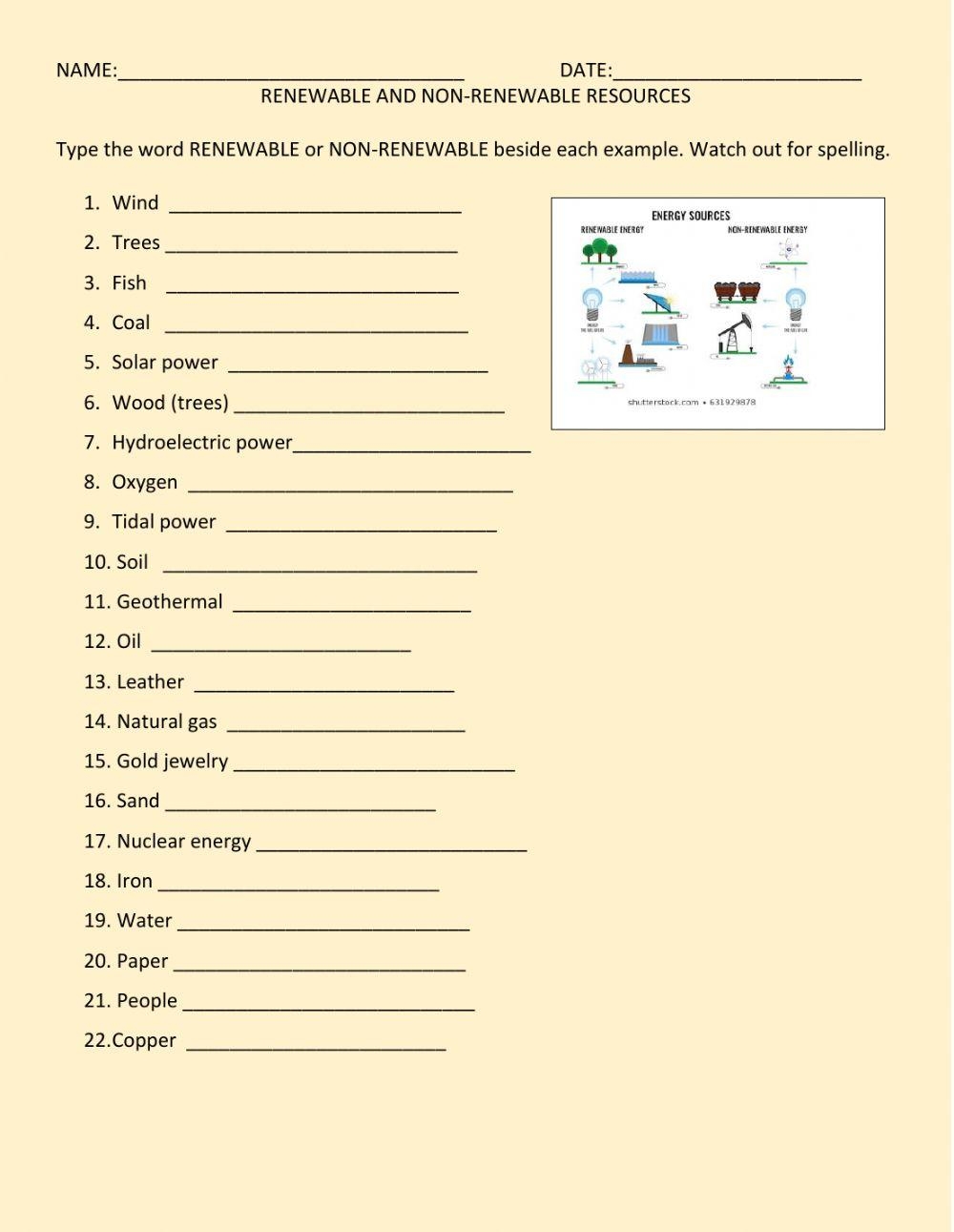 Renewable And Nonrenewable Resources Crossword WordMint