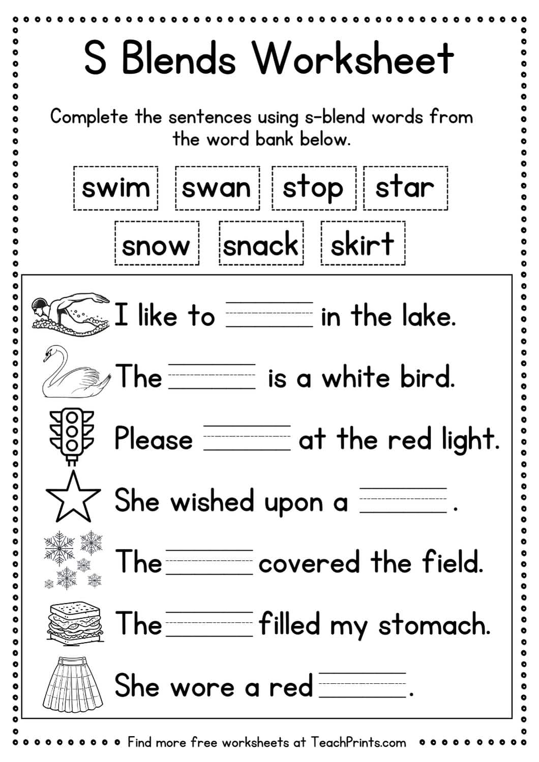 Free S Blend Worksheets Teach Prints Free S Blend Worksheets Teach Prints