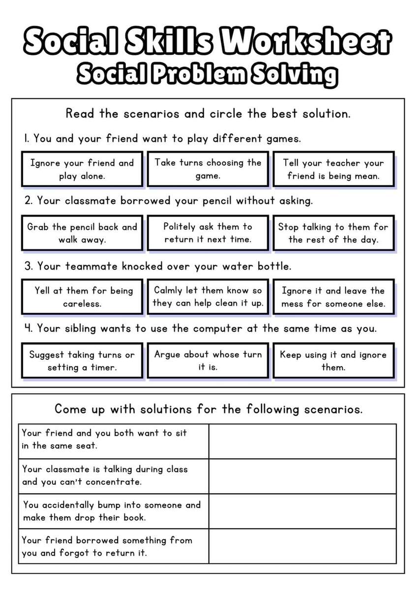 Free Social Skills Worksheets 2026 Free Social Skills Worksheets 2026