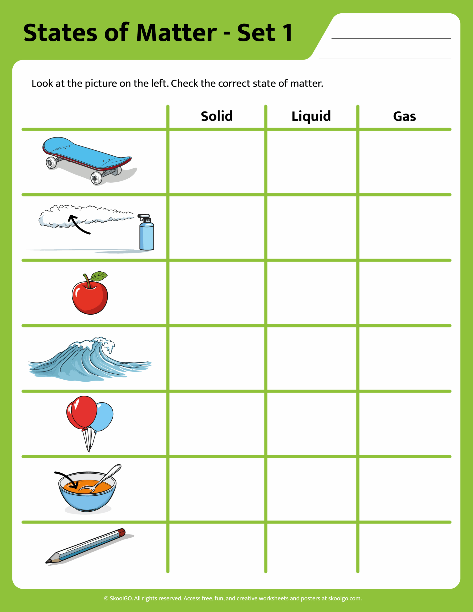 Solid Liquid Or Gas Worksheet Free Printable Digital PDF