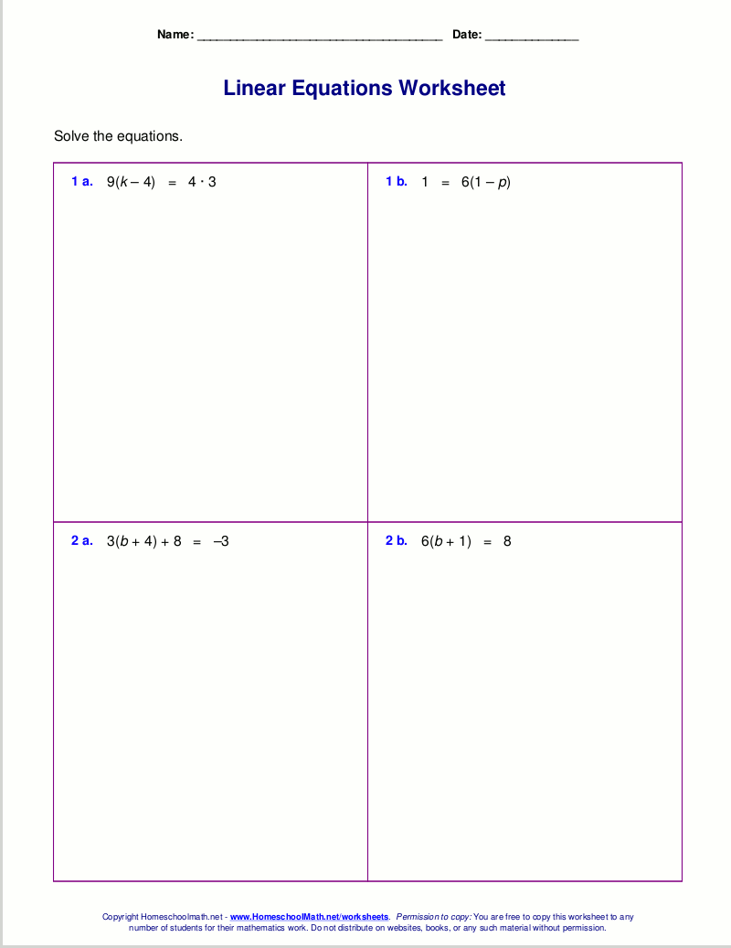 Free Worksheets For Linear Equations Grades 6 9 Pre Algebra Algebra 1 Free Worksheets For Linear Equations Grades 6 9 Pre Algebra Algebra 1