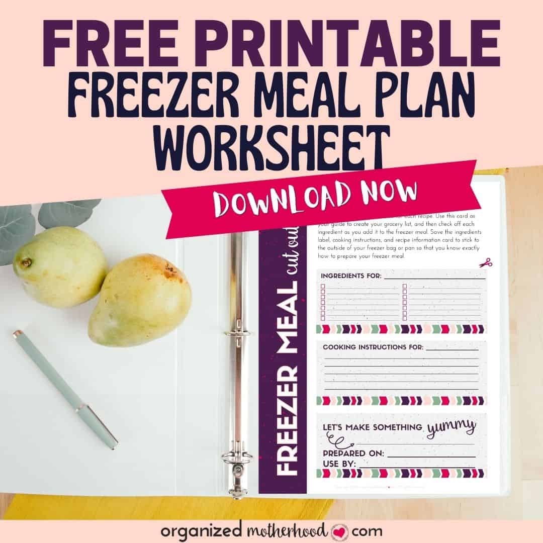 Freezer Meal Planning Worksheet