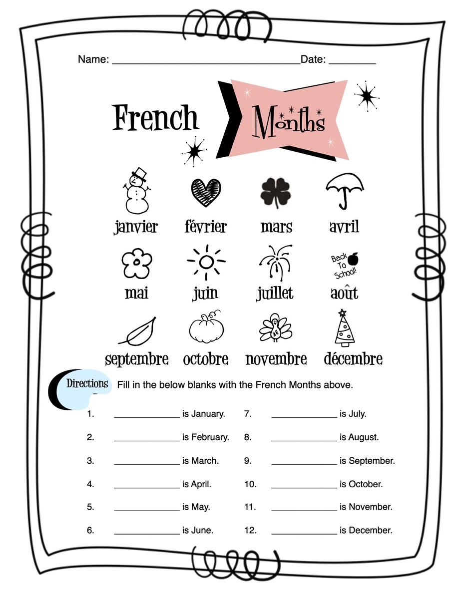 French Months Of The Year Worksheet Packet Made By Teachers French Months Of The Year Worksheet Packet Made By Teachers