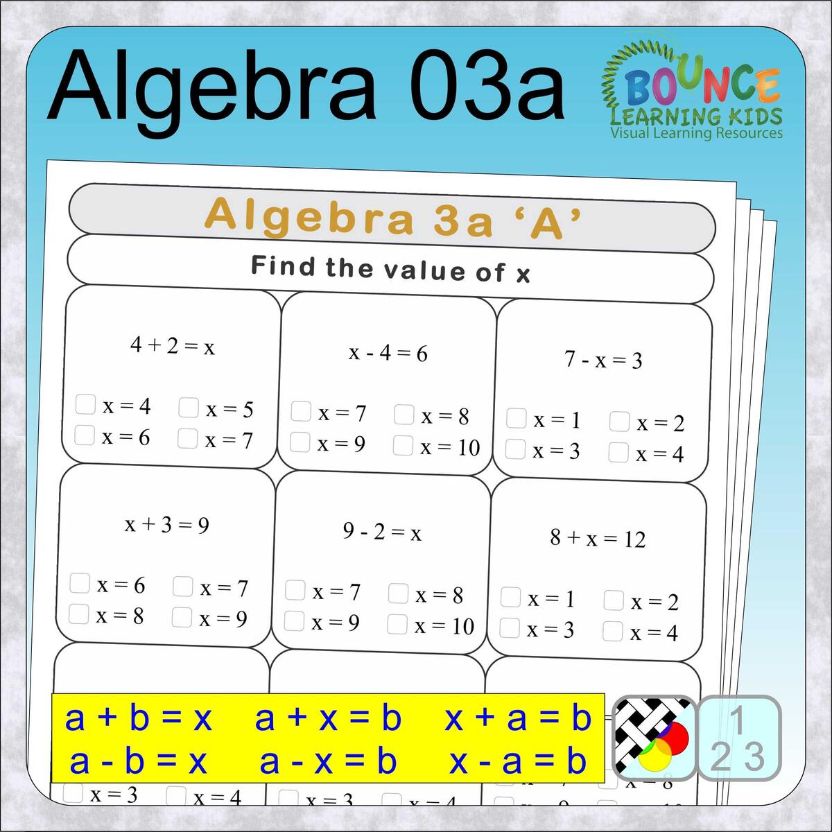 Fun Algebra 3a Worksheets With 72 Practice Questions