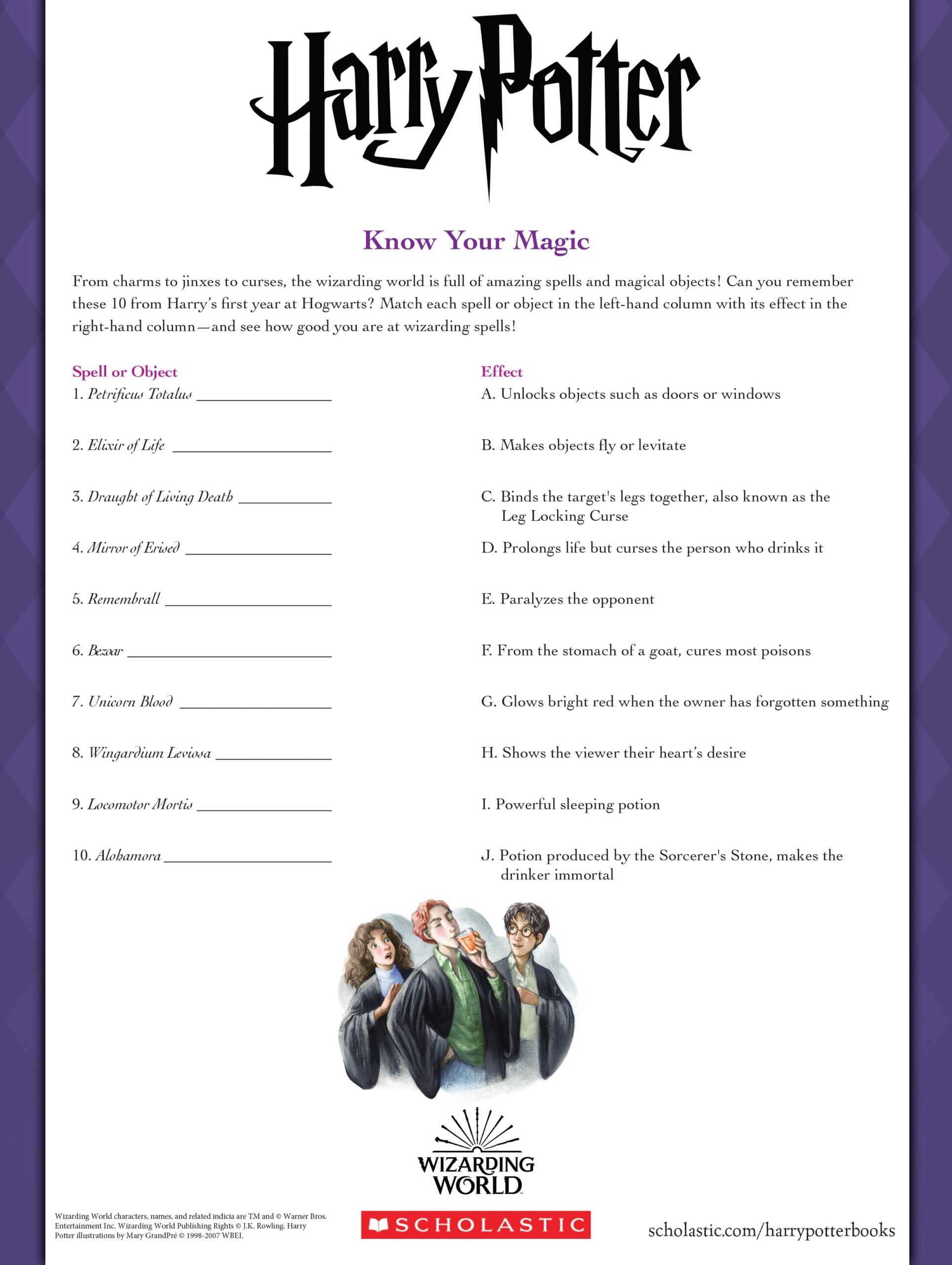 Harry Potter Harry Potter Activity Sheets