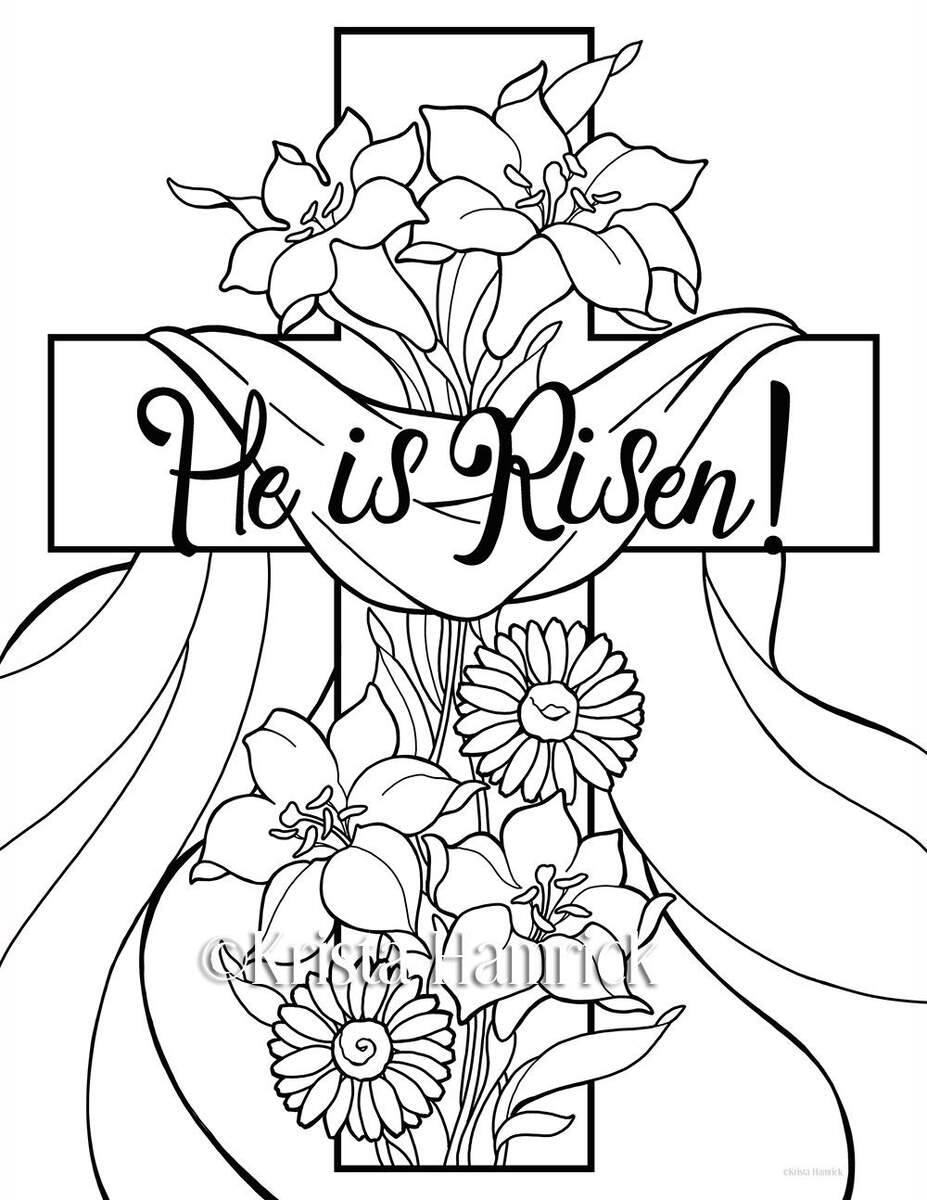 He Is Risen 2 Easter Coloring Pages For Children Etsy
