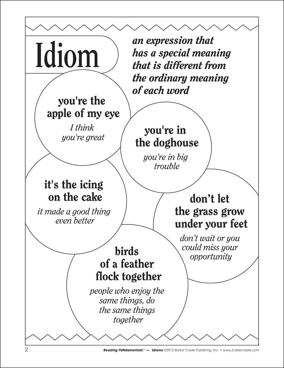 Idioms Grammar Activity Book 48 Pages Barker Creek Publishing