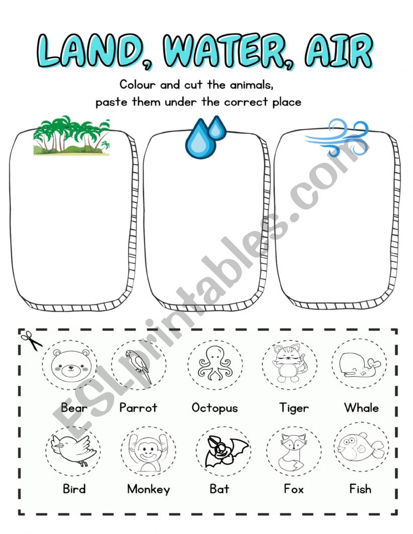 LAND AIR WATER ANIMALS ESL Worksheet By Clare1995 Worksheets Library LAND AIR WATER ANIMALS ESL Worksheet By Clare1995 Worksheets Library