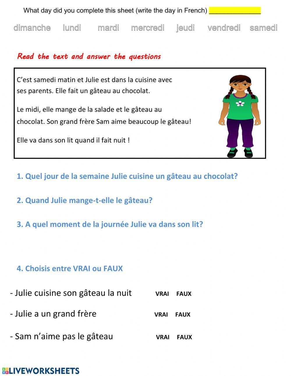 Lecture Comprehension Reading C French Exercise Worksheets Library Lecture Comprehension Reading C French Exercise Worksheets Library