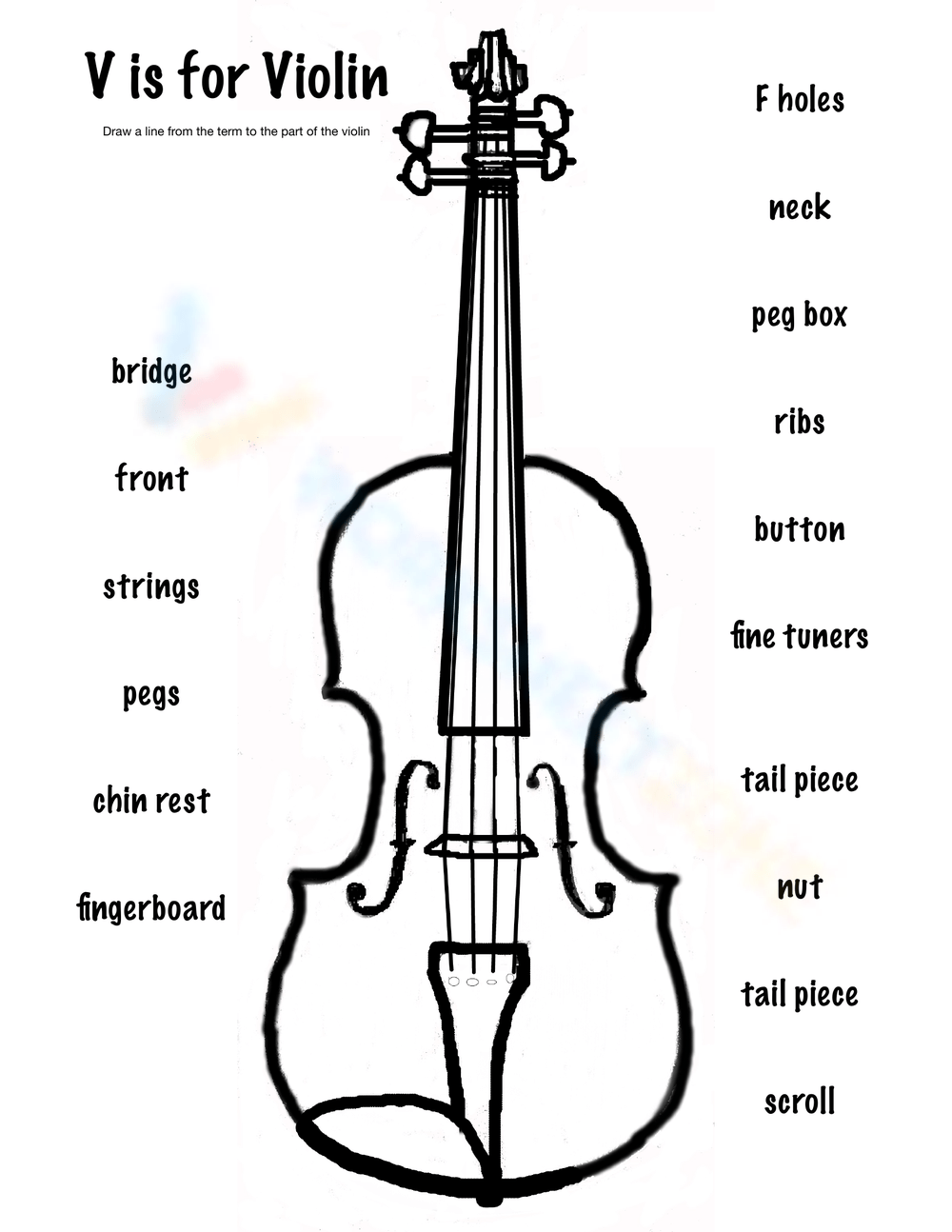 Printable Parts Of The Violin Labeling Worksheets With Answer Keys Violin Diagram Label The Violin Parts Of The Instrument PDF Etsy