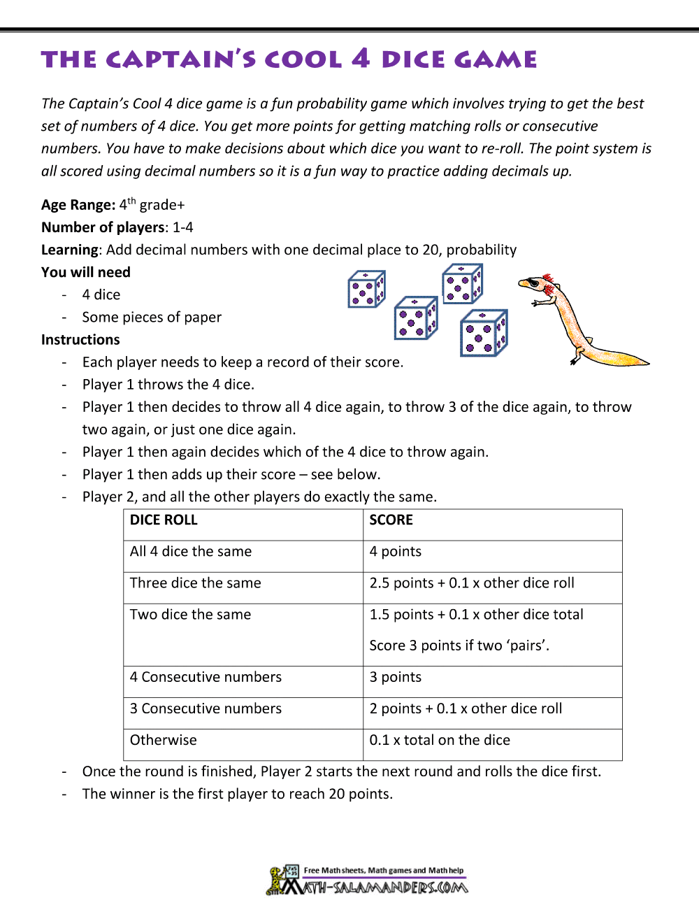 Math Games 4th Grade