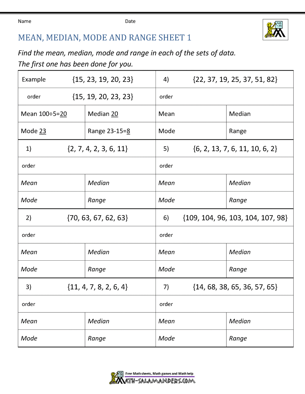 Mean Median Mode Range Worksheets 7th Grade Mathematical Expressions Statistics Amp Probability Worksheets For Free ArgoPrep