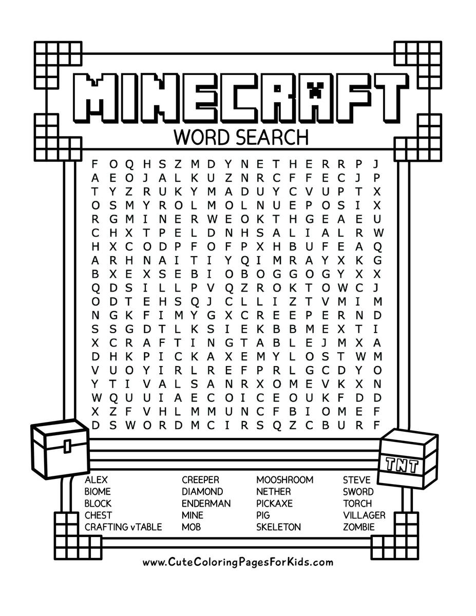 Minecraft Word Search