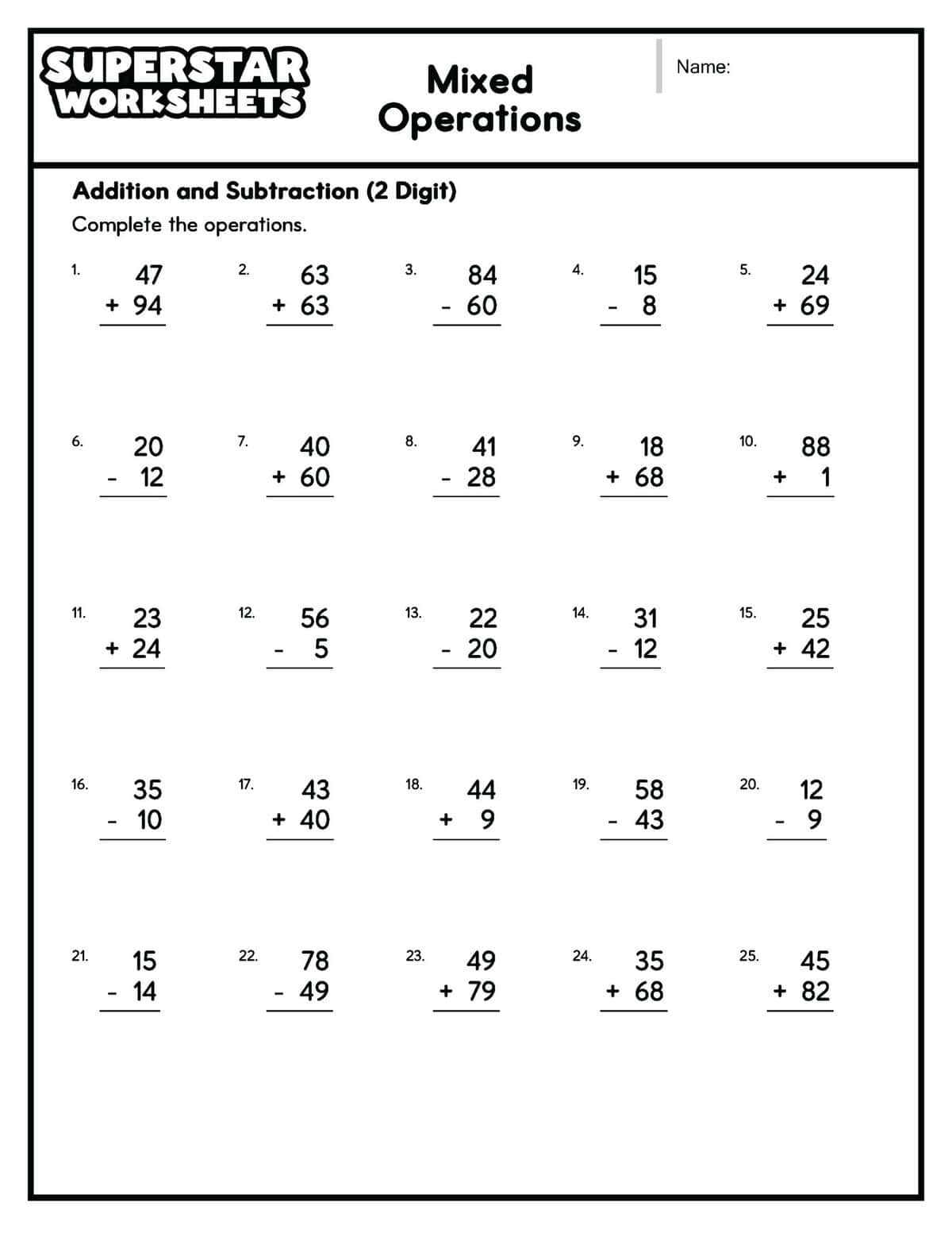 Mixed Operations Worksheets Superstar Worksheets Mixed Operations Worksheets Superstar Worksheets