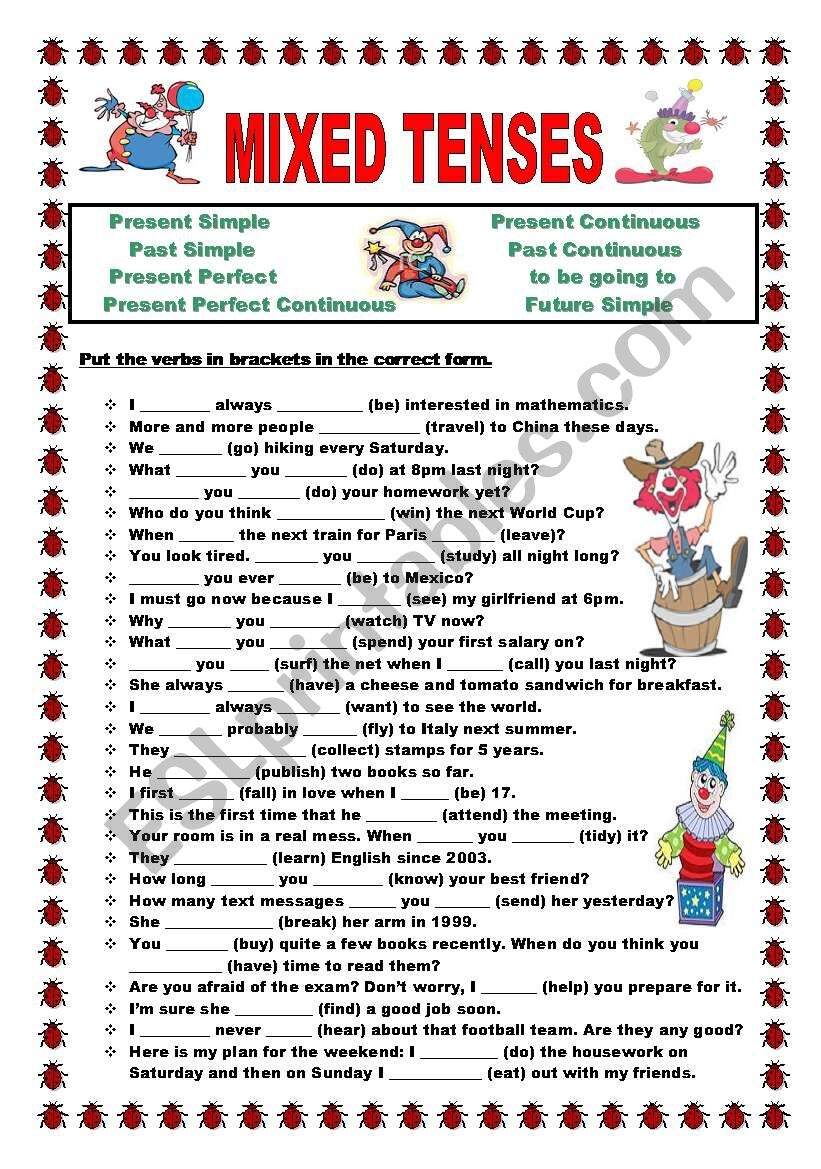 Mixed Tenses ESL Worksheet By Ildibildi