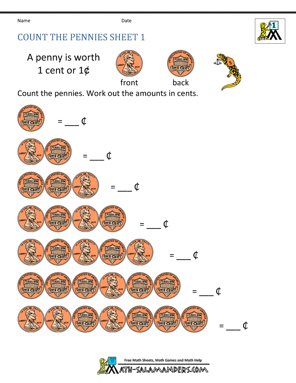 Money Worksheets For 1st Grade Counting Money Worksheets Up To 1