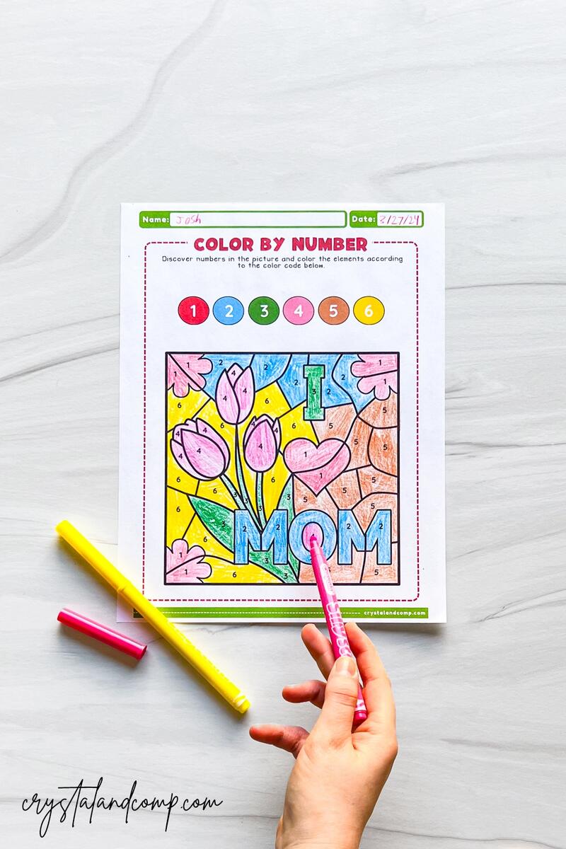 Mothers Day Color By Number Printables CrystalandComp