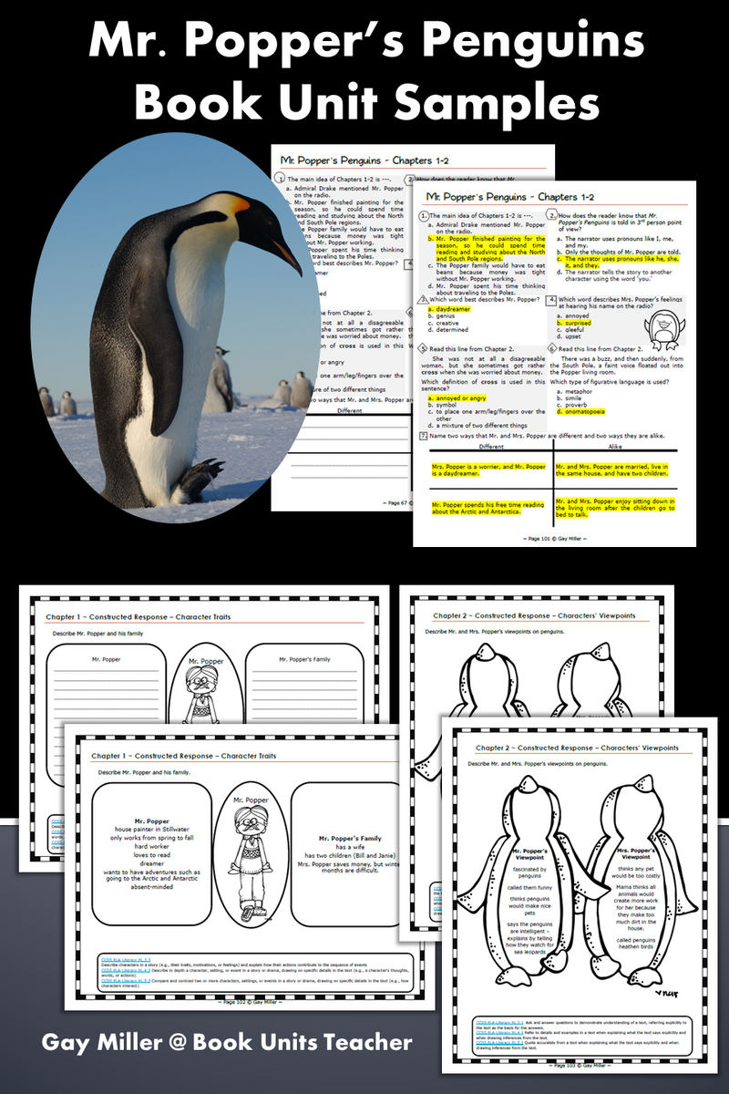 Mr Popper s Penguins Activities Book Units Teacher