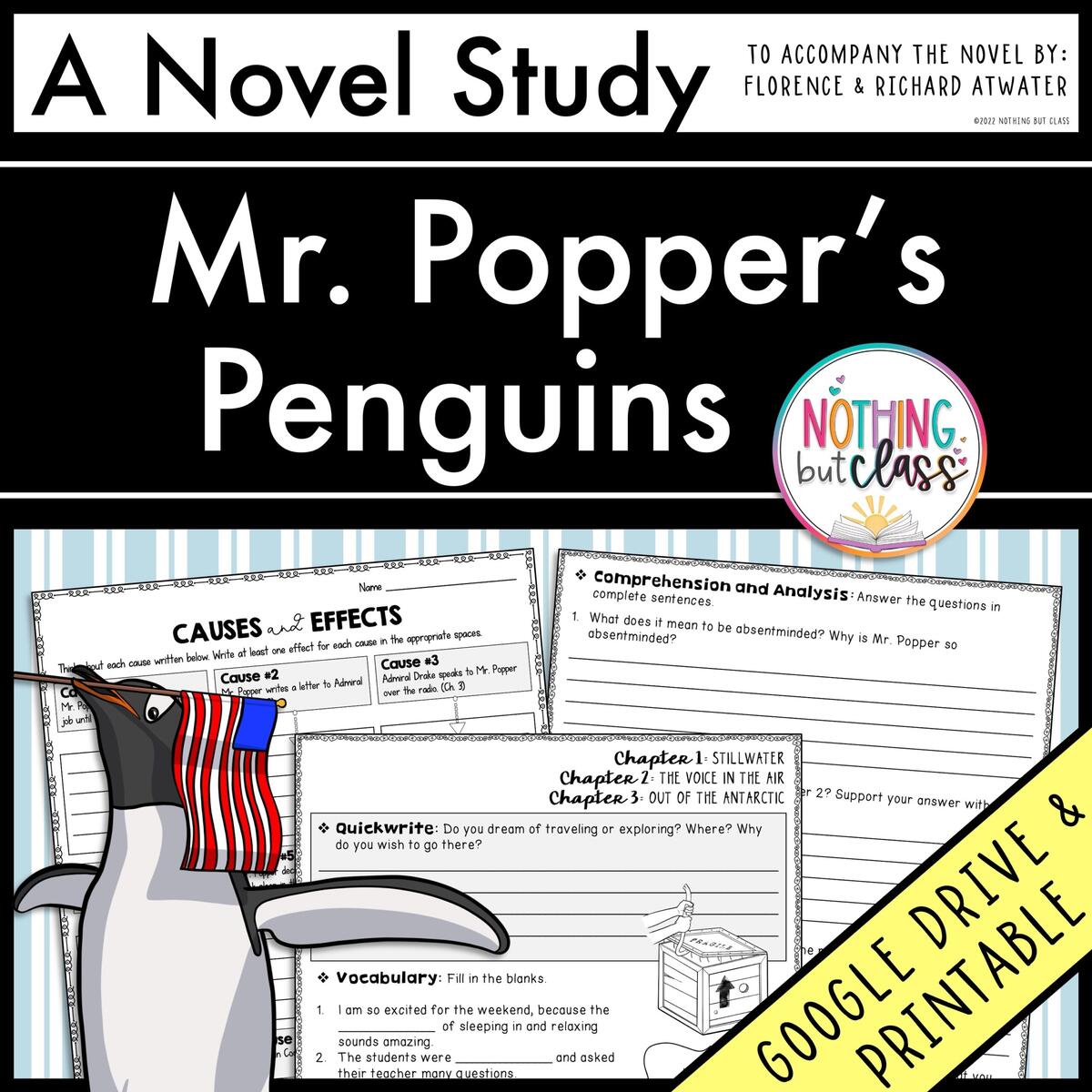 Mr Popper S Penguins Novel Study Unit Comprehension With Activities And Tests Made By Teachers