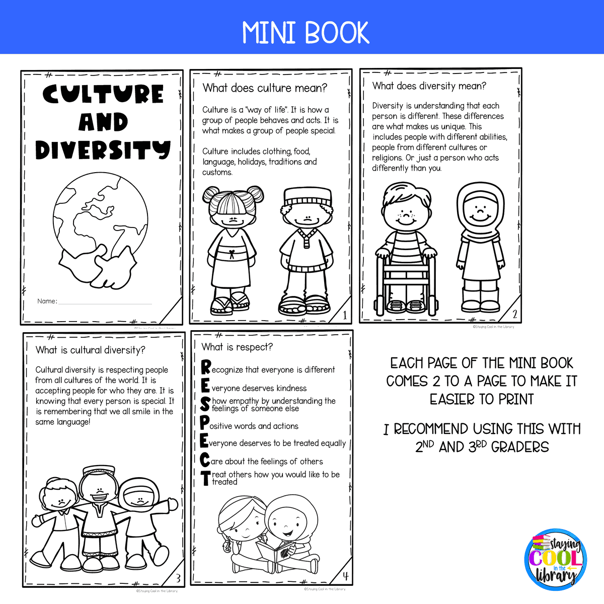 Multicultural And Diversity Reading Activities Print And Digital Google Slides Staying Cool In The Library Free Printable Hispanic Heritage Month Worksheets
