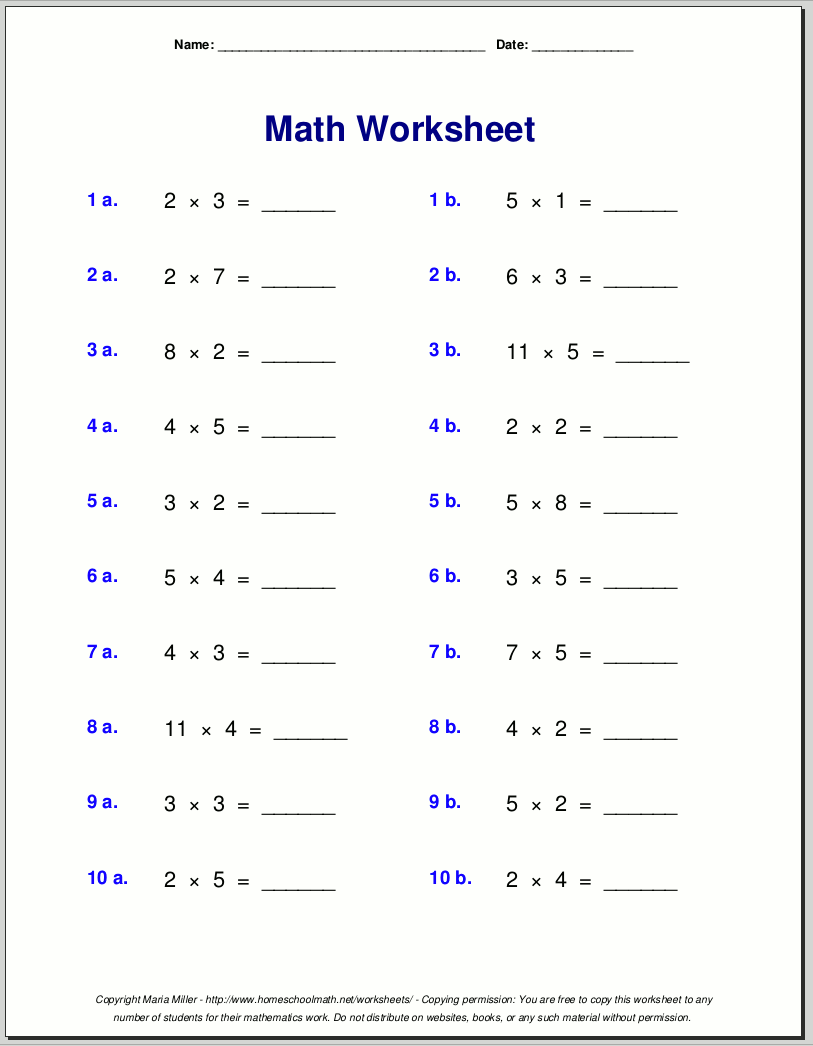 Multiplication Worksheets For Grade 3 Multiplication Drill Sheets 3rd Grade