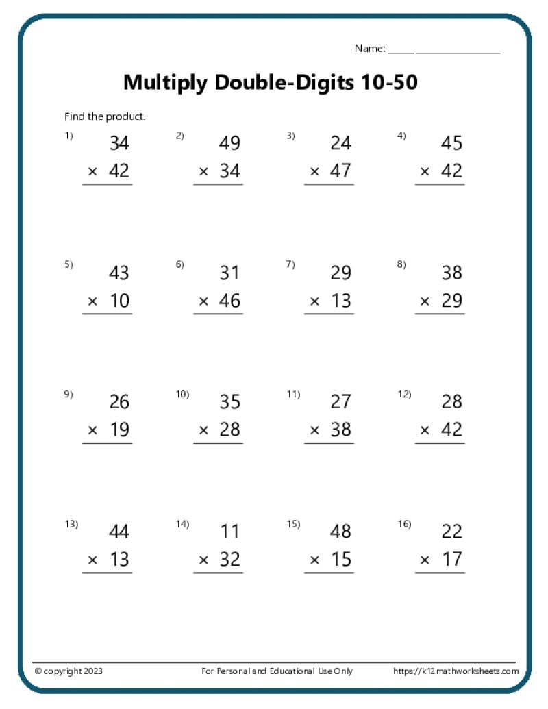 Multiplication Worksheets K12 Math Worksheets Free Printable Multiplication Worksheet For Fifth Grade