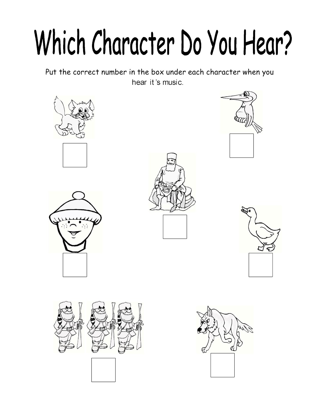 Music Lessons For The Young Child Peter And The Wolf Test Sheets Music Lessons For The Young Child Peter And The Wolf Test Sheets