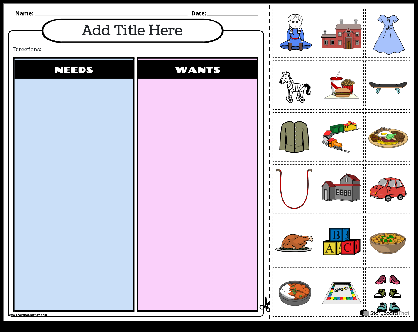 Needs And Wants Sort Cut And Paste Economics Worksheet Needs And Wants Sort Cut And Paste Economics Worksheet