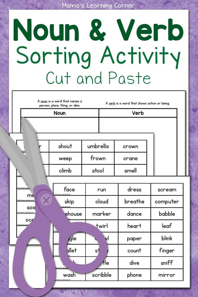 Noun And Verb Sort Free Cut And Paste Sorting Activity Mamas Learning Corner Noun And Verb Sort Free Cut And Paste Sorting Activity Mamas Learning Corner